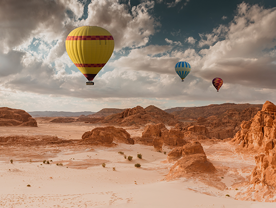 Aube en montgolfière panoramique